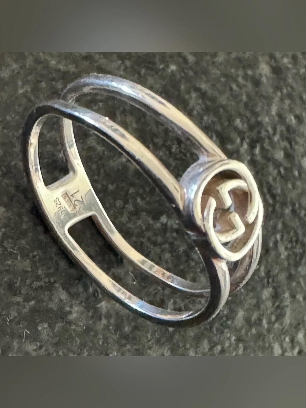 GUCCI Interlocking G Open Band Ring AG925 Sterling Silver Size 21 / US 8.5 - Picture 2 of 7